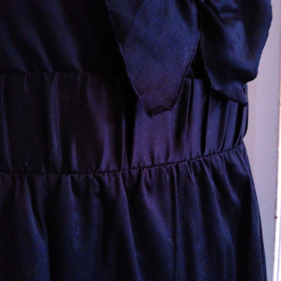 J. CREW Black Dress with Navy Blue Ribbon sequins and Rhinestones - Picture 2 of 7